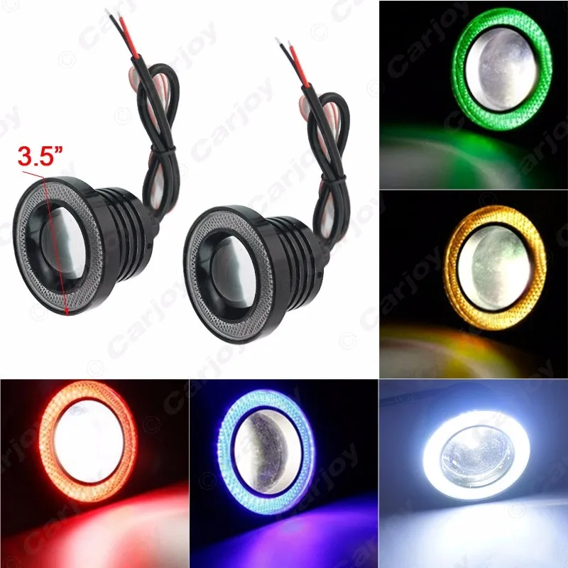 

20pcs 3.5" 89mm 30W Car Projector Lens Fog Light With COB Angel Eyes Daytime Running Light DRL Headlight  #CA4678