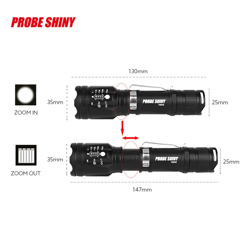 Bicycle lights LED Flashlight Set Zoomable XML T6 LED Tactical Flashlight+18650 Battery+Charger+Case Accessories #5O11 (10)