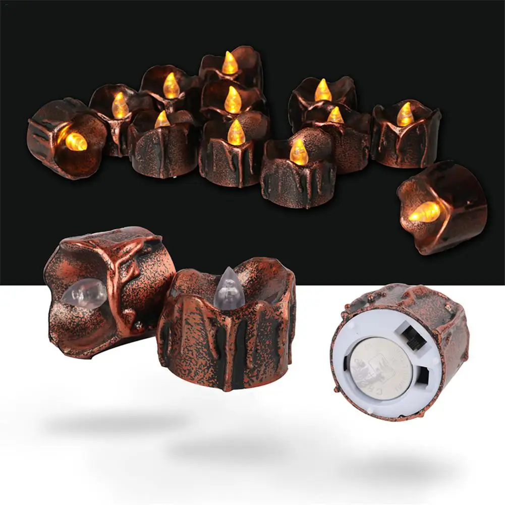 

12 PCS LED Candle Tea Light Yellow LED Simulation Flame Light Family Decoration Halloween Christmas Decoration Candle
