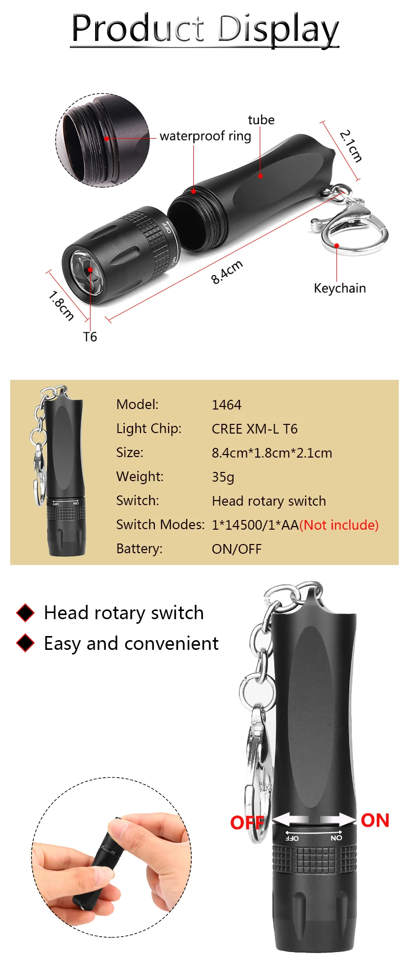 Litwod Z90 XM-L T6 4000лм мини Мощный светодиодный фонарик Портативный походный фонарь, фонарь, Тактический фонарик для защиты, батарея аа