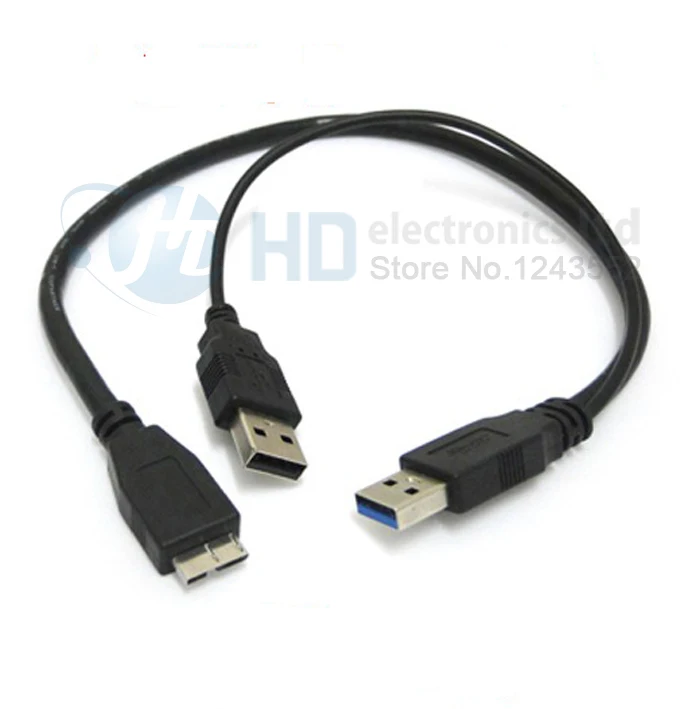 

High Quality USB 3.0 A Male to Micro USB Male 3 Y Cable with Extra USB Power for 2.5" Mobile HDD 60cm