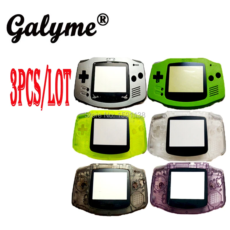 3 шт./партия,, многоцветный пластиковый корпус, пригодный для GameboyAdvance Shell, игровая консоль w, экран, чехол для объектива, чехол для мальчика Advance