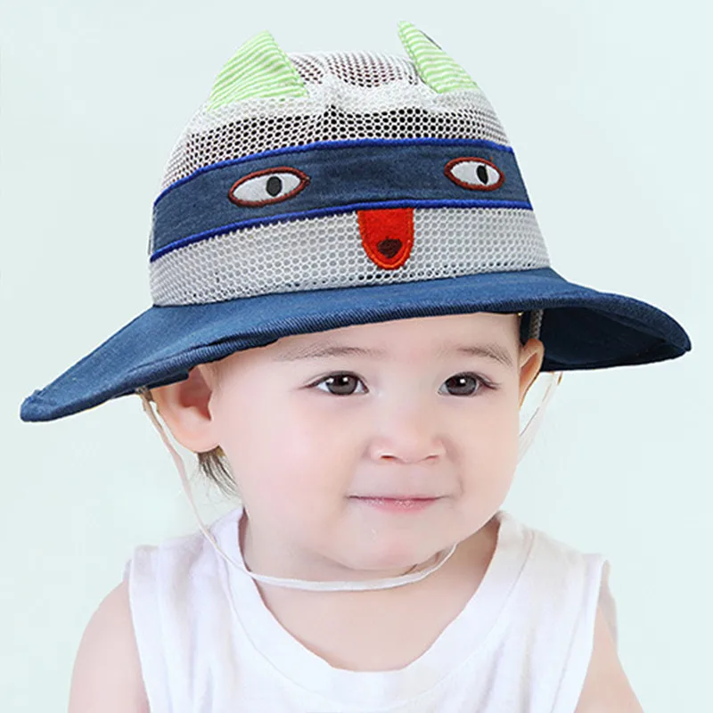Cat Pattern Baby Sun Bucket Hat with Wide Brim Toddler Boys Girls Summer UV Protection CapsMesh Breathable Comfortable Chinstrap (11)