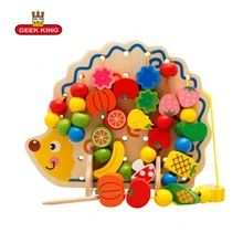 82pcs Cute beaded toy hedgehog wooden math toys for kids 2-4 years old baby brinquedos wood montessori Educational toy fun games