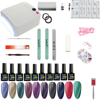 

Cat Gel 10pc Polish All For Manicure Nail Art Full Set With Lamp 24/36W Tools