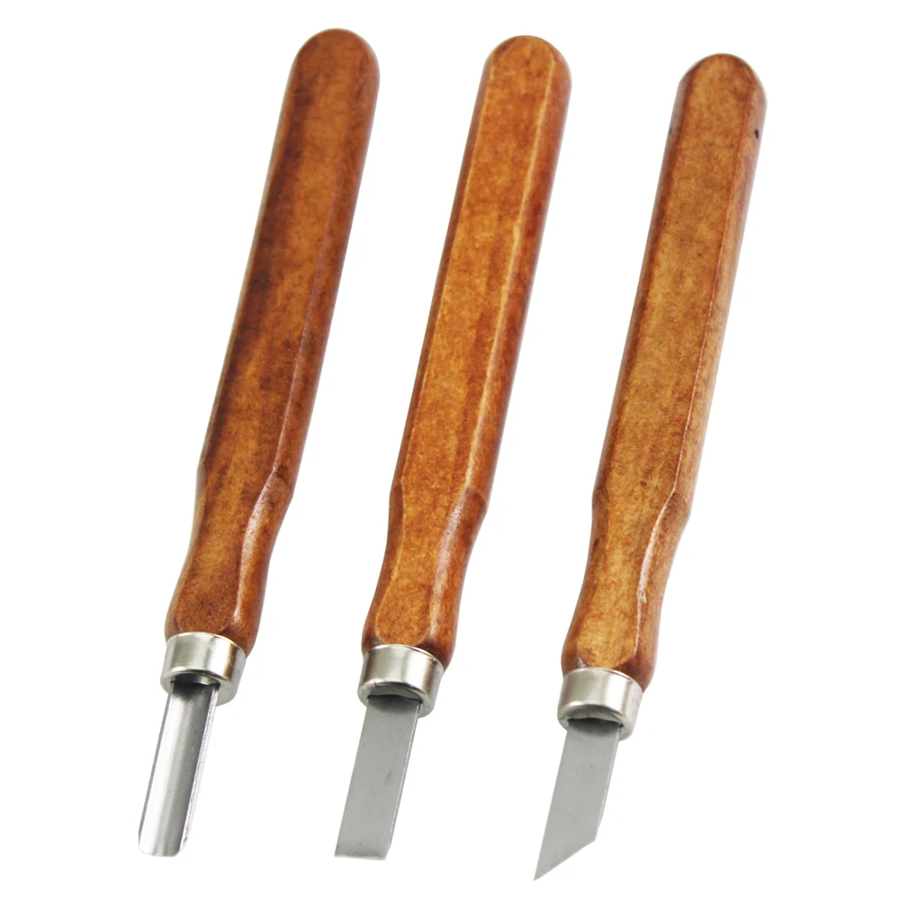 3 Units Carbon Steel Wax Wood Carving Chisel Tools Kit for DIY
