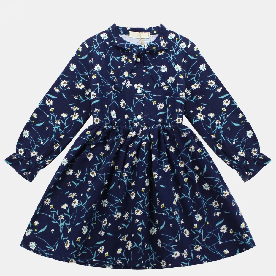 

Dress For Big Girls Floral Dress For Kids Spring Girls Dress Long Sleeve Kids Clothing 6 8 12 Years Bow Children Costumes Autumn