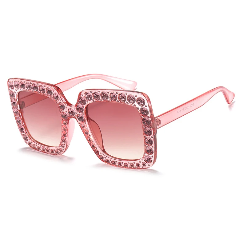 Artorigin бриллиантовыми Солнцезащитные очки для женщин Для женщин бренд Дизайн флэш-квадратный женский оттенки роскоши зеркало Защита от солнца Очки Óculos люнет - Цвет линз: Pink