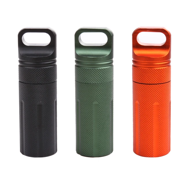 Waterproof Capsule Seal Bottle Aluminium Alloy Outdoor EDC Survival Pill Box Container First Aid Emergency Pills Case 3 color