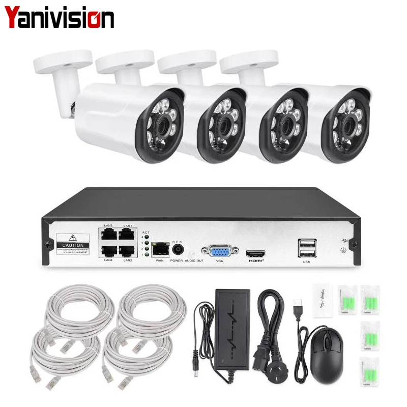 H.265 1080P CCTV система 4CH NVR комплект 2.0MP Камера Безопасности HD IP камера наружная