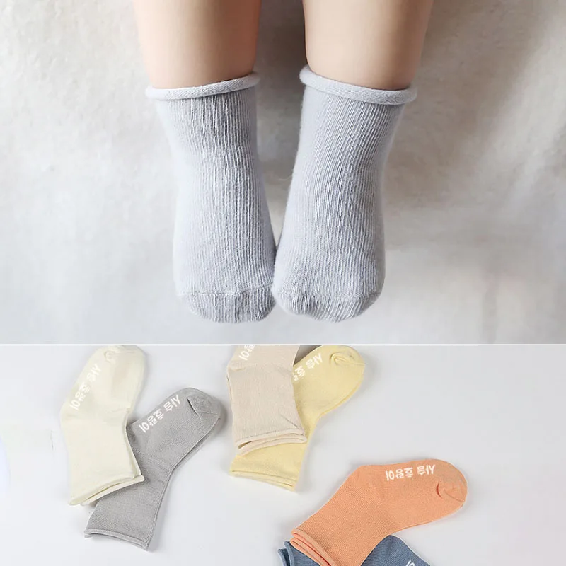 

3 Pcs/Lot Bbay Short Socks Spring Autumn Newborn Cotton Infant Anti-Slip Socks Baby Cute Pure Color Letters Floor Socks Unisex