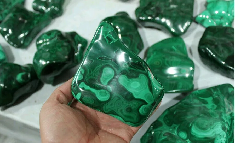 

1000g 100% Natural Green MALACHITE Crystal Chatoyant Rough Polished Congo