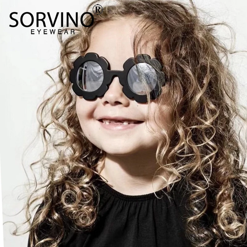 SORVINO винтажные Круглые Цветочные очки детские брендовые дизайнерские маленькие круглые милые детские солнцезащитные очки для мальчиков и девочек SP240
