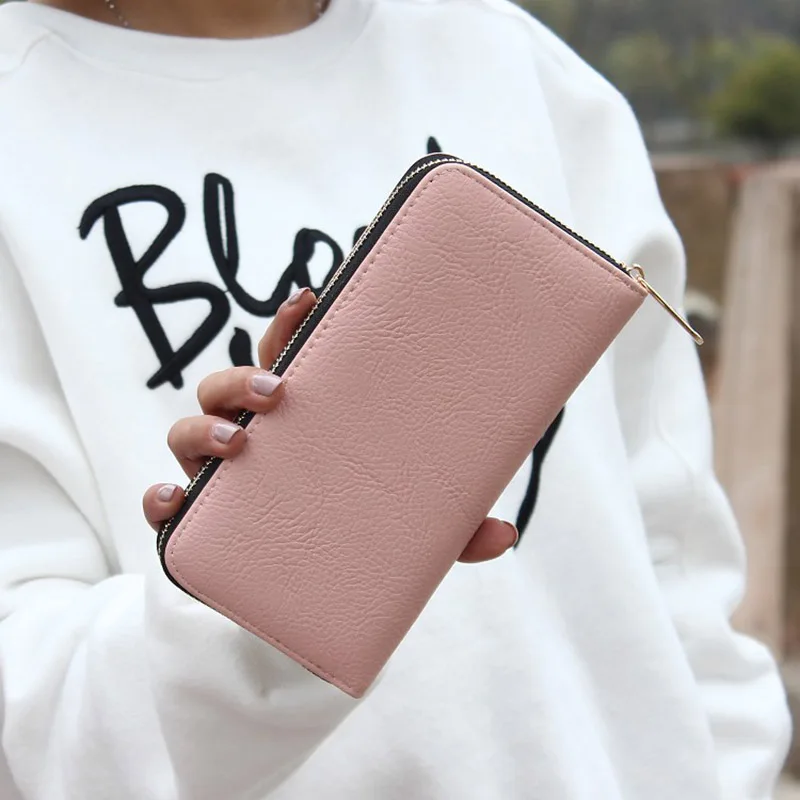 

New Women Cat Cartoon Wallet Long Casual Zip Clutch PU Leather Coin Purse ID Cards Holder KS-shipping