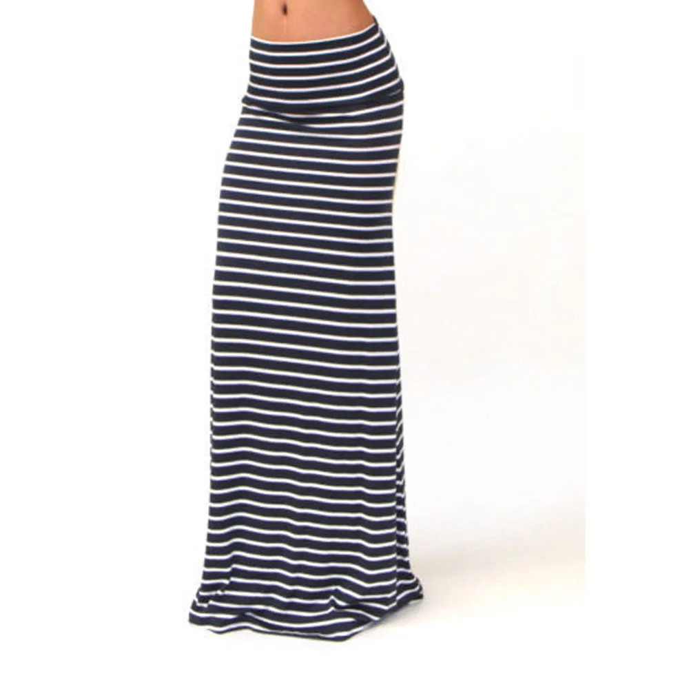 Женская Асимметричная юбка в полоску с завышенной талией, длинная юбка-макси со складками, юбка-пояс узкая-карандаш, сексуальная Saias, Повседневная летняя# F