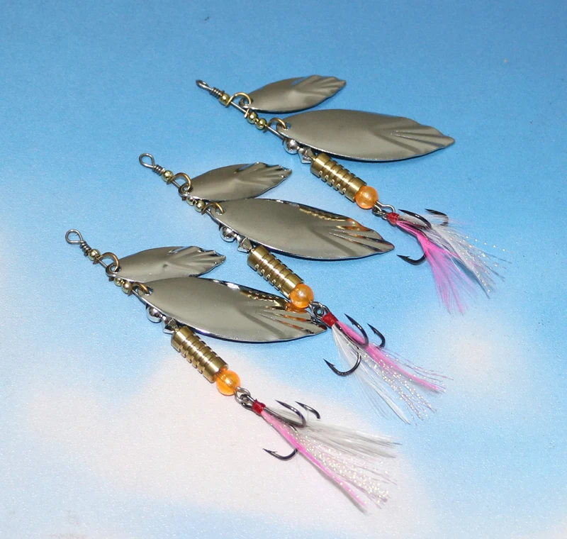 3Pcs/Lot Spinner Bait with 2 Blades 7.5g Metal Spinner Spoon Bait