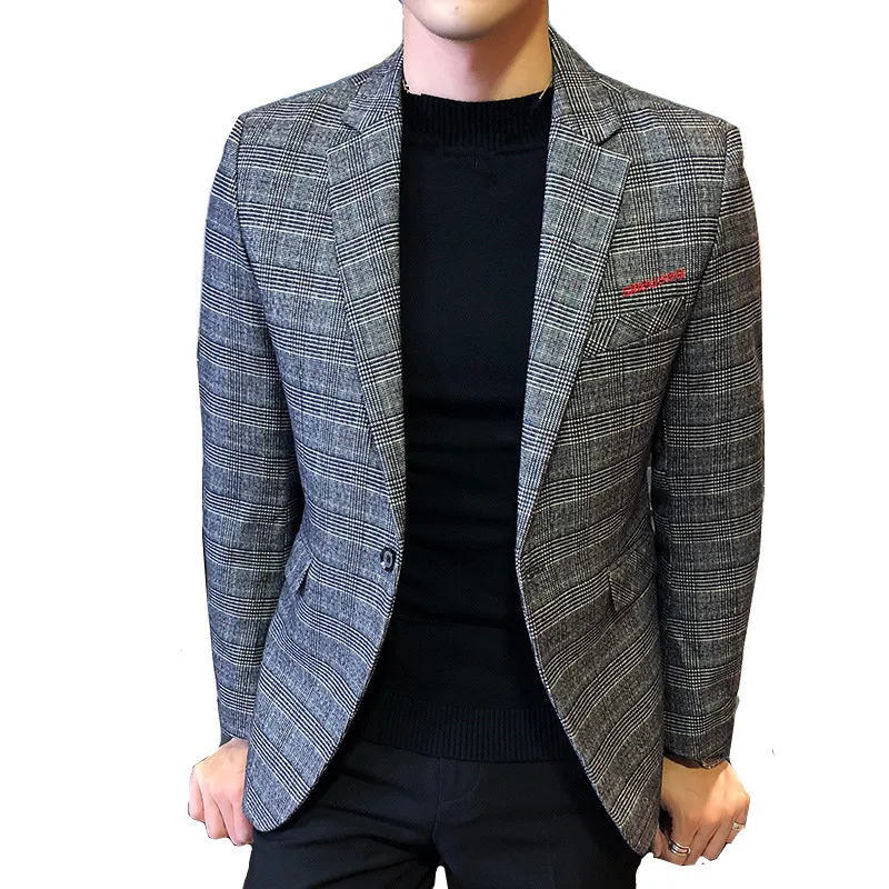 Suit men's slim plazer blazer embroidery men's fashion trend urban high