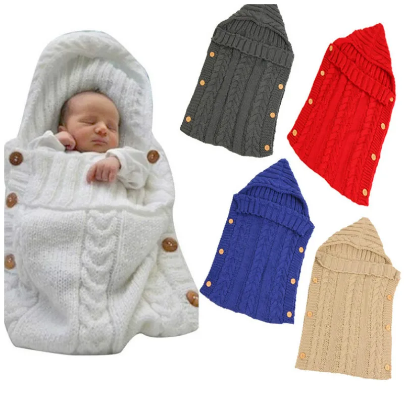 Newborn Baby Sleeping Bag Winter Knitted Hoodie Swaddle Wrap Cute Soft Infant Baby Stuff Baby Accessories  11
