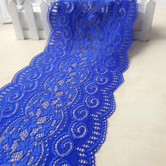 

Blue Elastic lace stretch, 18CM Wide Lace Trim, Elastic lace trim ribbon,Sewing Craft DIY Garment