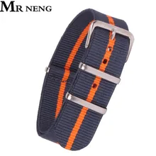 Бренд MR NENG 16 18 22 24 мм темно-синий/оранжевый полосатый ремешок Nato для армейских спортивных часов нейлоновый ремешок для часов 16-24 мм
