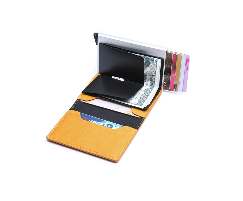 2019 анти ID cardholder PU кожаный держатель кредитной карты Rfid блокирующий Кошелек Безопасности Алюминиевый металлический кошелек держатель