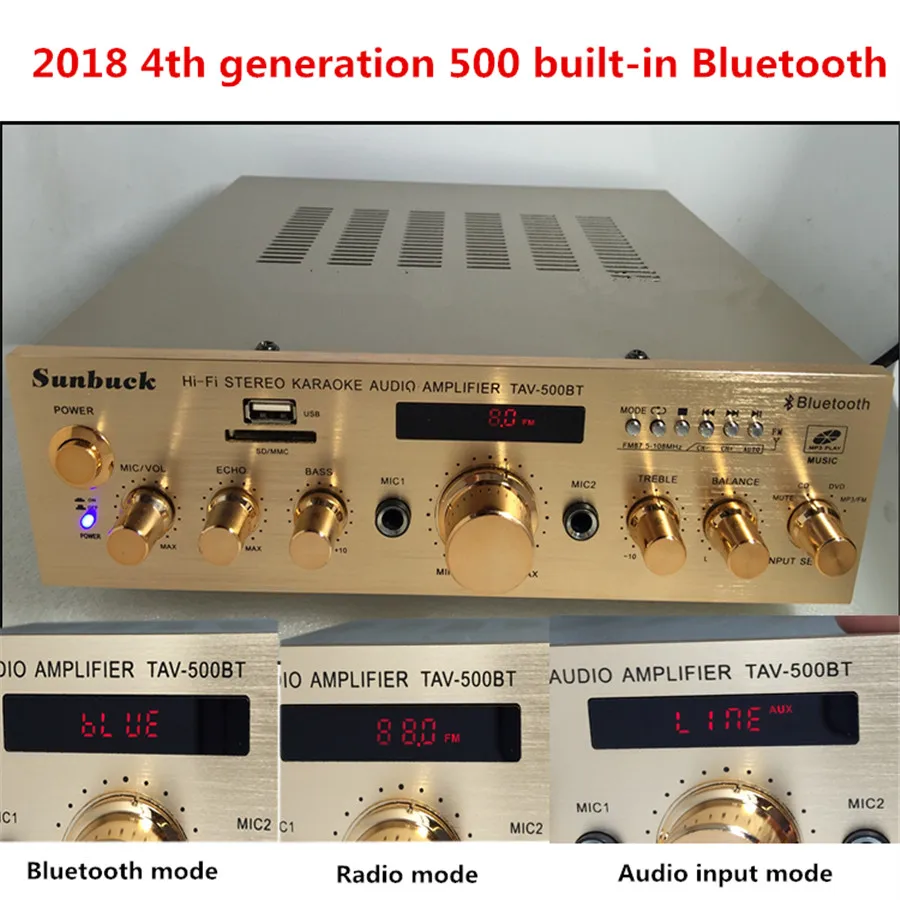 

TAV-500BT supports lossless audio format 220V 300W+300W 2.0 USB SD card Bluetooth remote control home audio amplifier