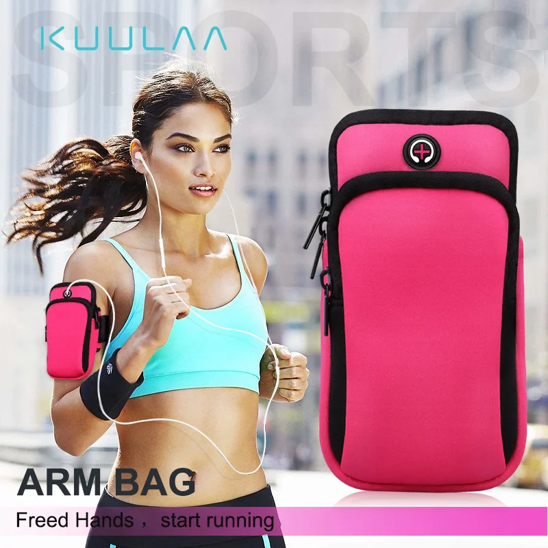 KUULAA 2019 تشغيل أكياس الرجال النساء اللمس شاشة هاتف محمول الأسلحة حزمة أدوات رياضية الركض تشغيل حقيبة اكسسوارات
