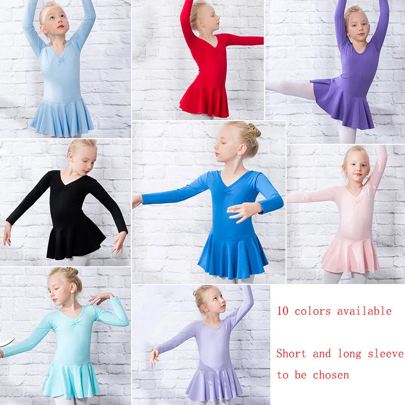 

Dance clothes Children's Short sleeve and long sleeve split Suit cotton girls' ballet dance leotard dress with underpants JQ-290