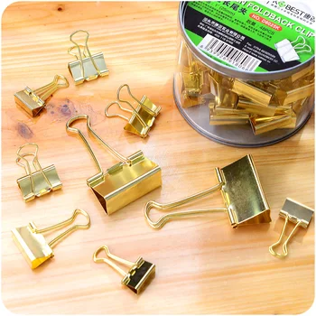 

5pcs Solid Color Gold Metal Binder Clips Notes Letter Paper Clip Office Supplies