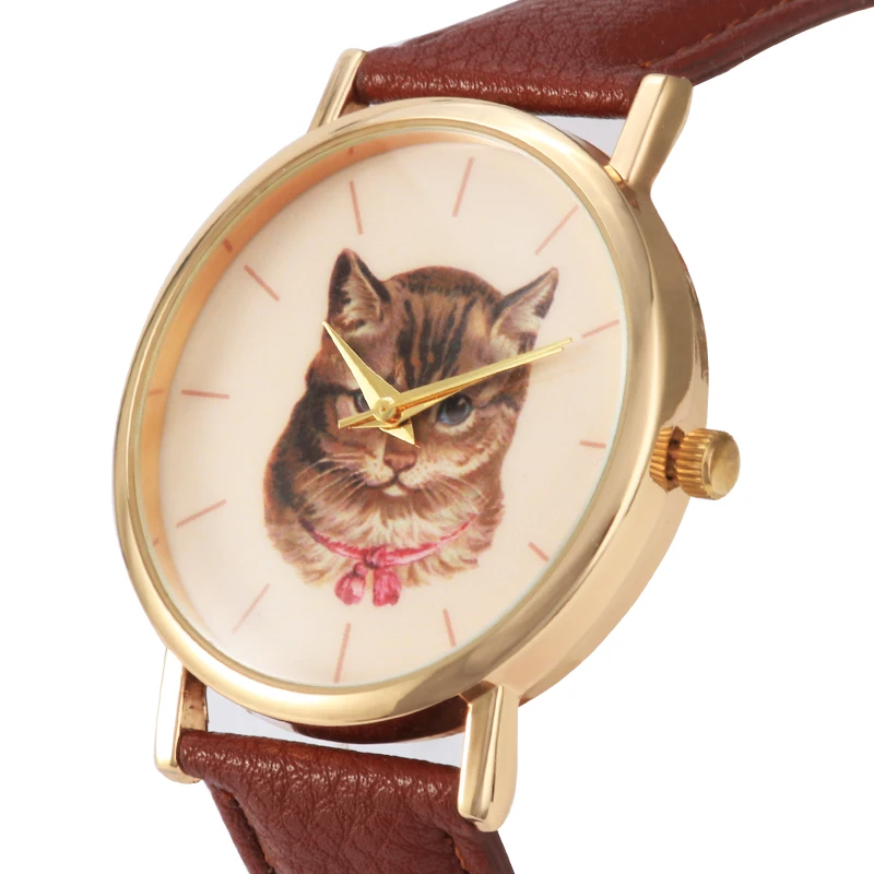 Lovely Cartoon Cat Leather Quartz Analog Watch Casual Ladies Watches Quartz Wristwatch Lovely Cartoon Cat Leather Quartz Analog Watch Casual Ladies Watches Quartz Wristwatch