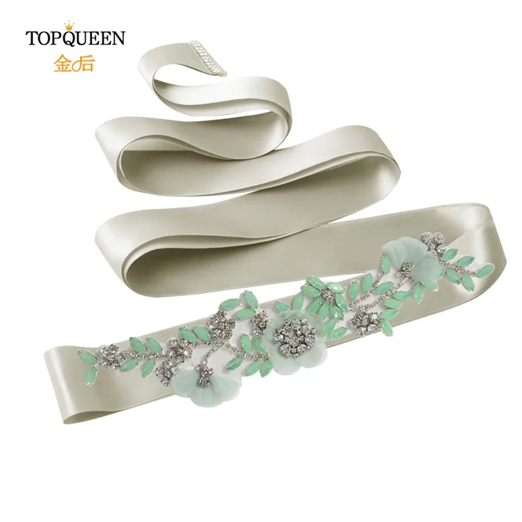 dark gray TOPQUEEN S419-G, свадебные аксессуары, ремень для свадебного платья, вечерние пояса с цветами, стразы, пояс с бриллиантами для вечернего платья - Цвет: dark gray
