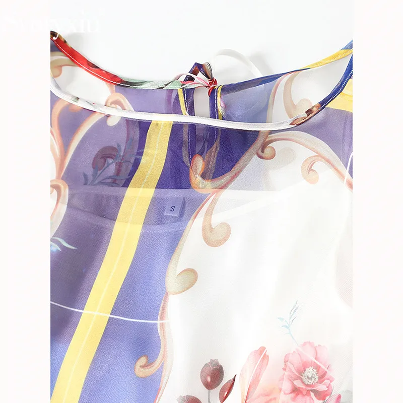Женское длинное шелковое платье Svoryxiu, сиреневое свободное платье с рукавами «летучая мышь» и принтом с вазами, платье-халат большого размера на лето