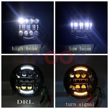 

TNOOG 80W 7 Inch For Jeep Wrangler LED Headlight Headlights White --Yellow led angel eye For UAZ Hunter