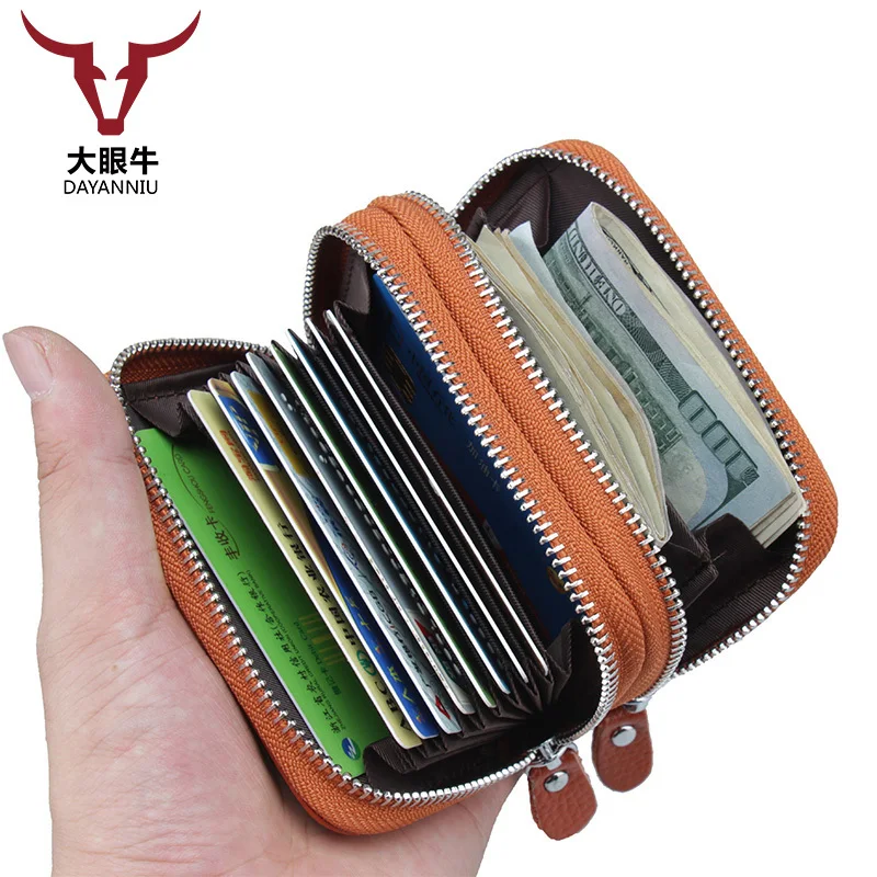 Cow Genuine Leather Men Card Holders Women Business Name