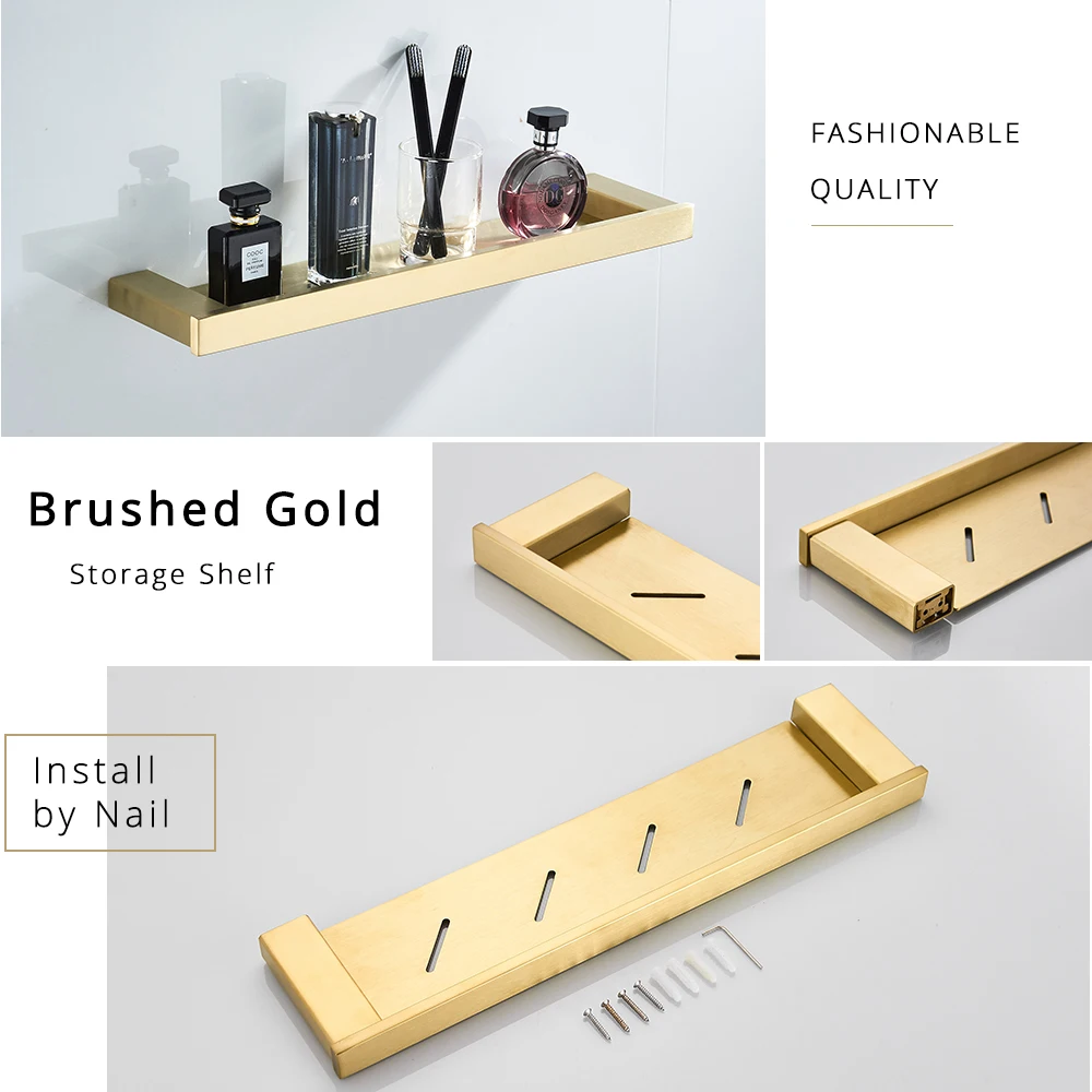 Brushed Gold Bathroom Accessories Set 304 Stainless Steel Toilet Paper Holder Toilet Brush Holder Storage Shelf Towel Bar paper towel holder toilet paper holder bathroom hardware set bathroom hardware accessories