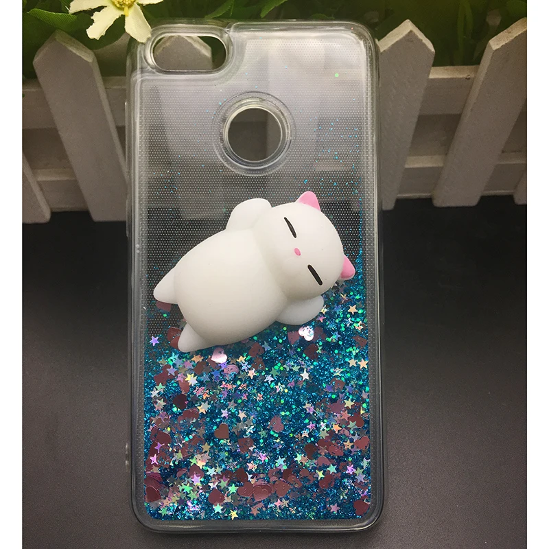 3d Squishy Cat Case For Huawei P8 P9 Lite 2017 Phone Case Liquid Glitter Paillette Sand Quicksand soft Honor 8 LITE Back Cover (11)