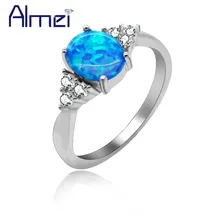 

Almei Luxury Opal Natural Stone Engagement Rings 925 Sterling Silver CZ Birthstone Costume Jewelry for Women with Box 40% JZ124