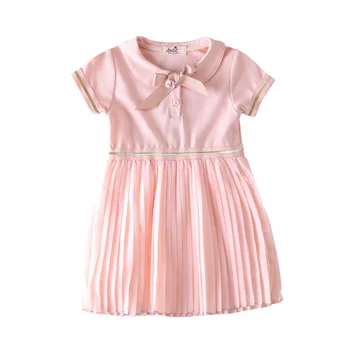 

Girls Bow Pleated Dress 2019 Kids Summer Dresses For Girls Girl Princess Dress Kids Preppy Style Dress