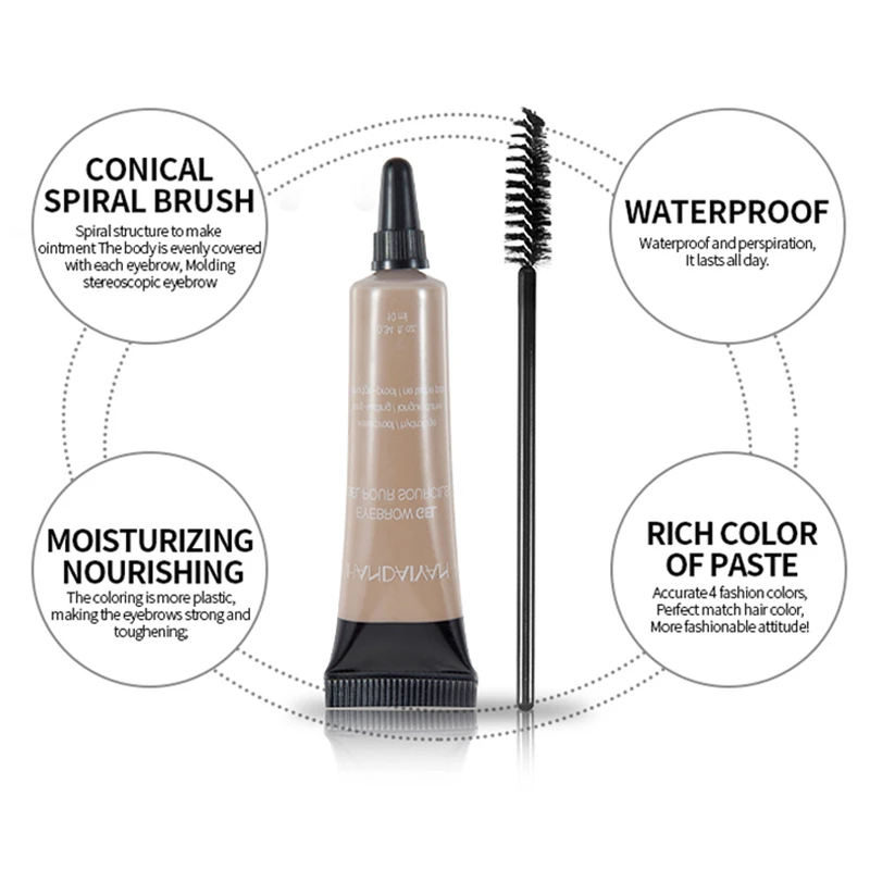 Eyebrow Cream Gel with Brush Waterproof Eyebrow Enhancer Makeup Microblading Eyebrow Tattoo Pen Tint Long Lasting Eye Brow
