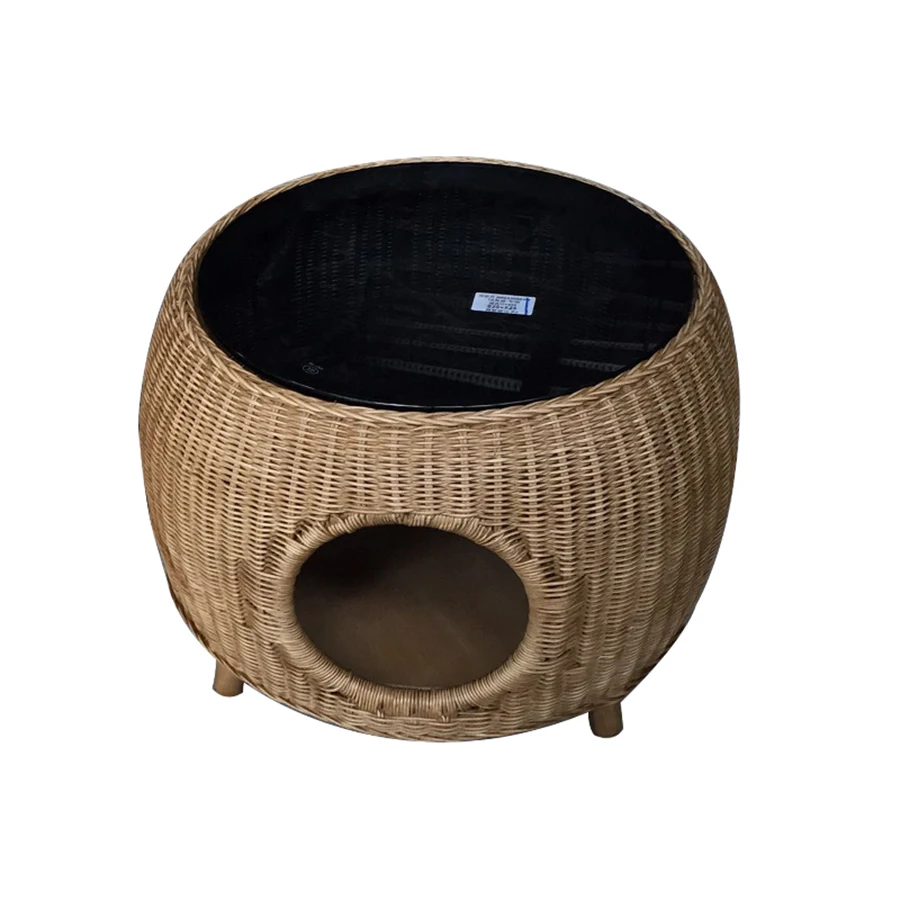 

Coffee Table Wood House Rattan Cat Bed Dog Kitten Houses Luxury Dog Pet Cave Cama Para Cachorro Camas Gatos Kitty Shack 50MW28