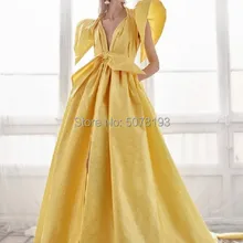 Новинка, платье трапециевидной формы с v-образным вырезом, длина до пола, шифоновое пышное платье/платье со складками и бантом