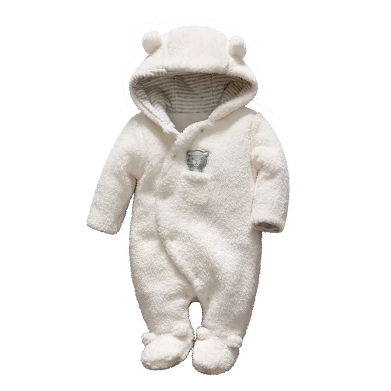 

Newborn baby romper boy bear baby and girls clothes hooded plush jumpsuit winter overalls for kids roupas infantil baby clothing