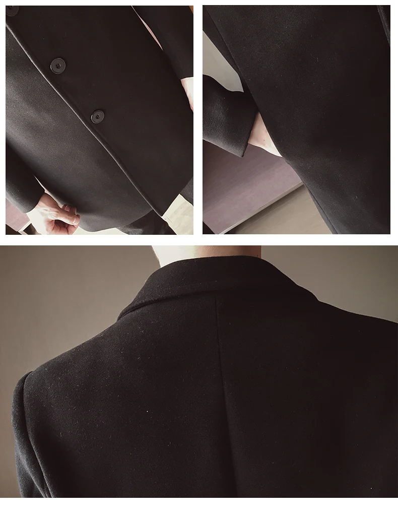 Зимний модный мужской Одноцветный однобортный плащ/мужской повседневный приталенный длинный шерстяной пиджак большого размера 4XL 5XL