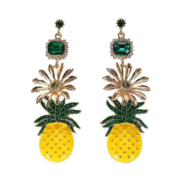 

2019 Summer Alloy Pineapple Pearl Sea Shell Metal Earrings Jewelry For Ladies