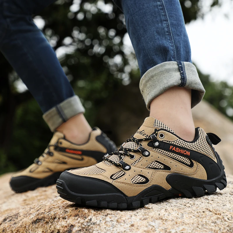 

Hiking Shoes for Men Autumn Work Out Climbing Non Slip Shoes Comfortable Breathable Free Flexible Shoes Air Mesh Suede Sneakers
