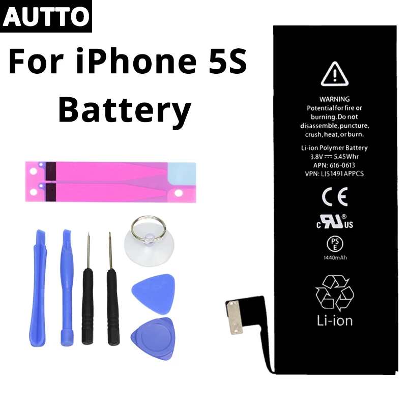 

20PCS/lot For iPhone 5S Battery 1560mAh High Capacity Replacement Batteries For iPhone 5S battery with Free Repair Tools
