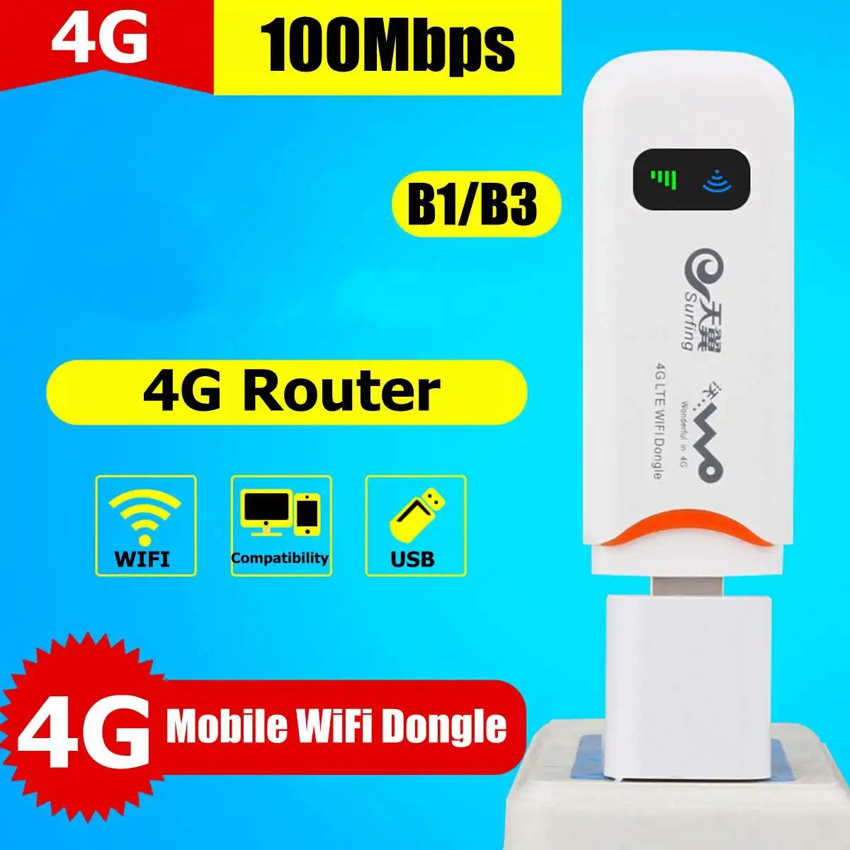 4G LTE WiFi модуль беспроводной USB Dongle Stick точка доступа Мобильный широкополосный модем