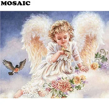 

5D DIY Diamond Painting Angel with flowers and birds full square Paste drill diamonds embroidery Fashion home decor