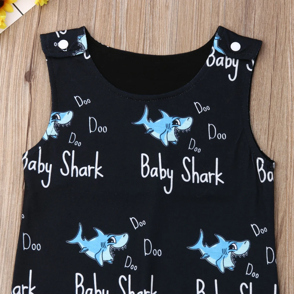 0-24M baby boy romper newborn toddler clothes cotton Sleeveless Shark Rompers Jumpsuit Overall Outfit Sunsuit new clothing