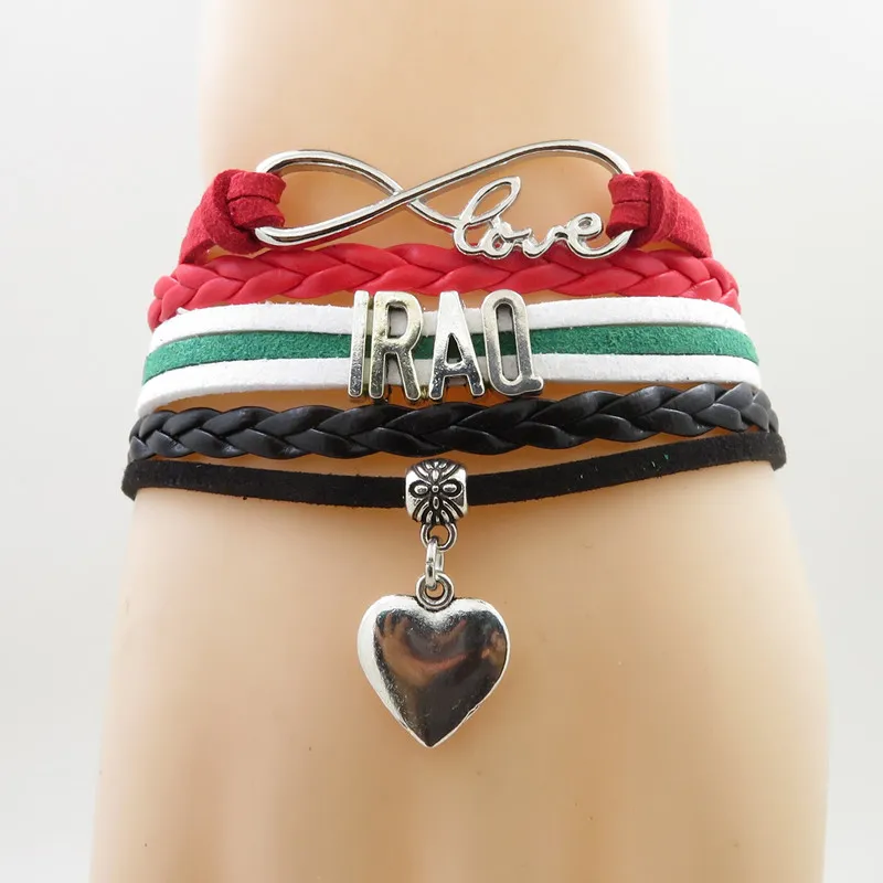 

infinity love iraq Bracelet heart Charm iraq flag banner bracelets & bangle for Women and men jewelry patriot gift